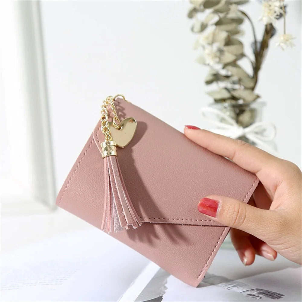 Heart-Shaped Pendant Women's Wallet with Lychee Pattern