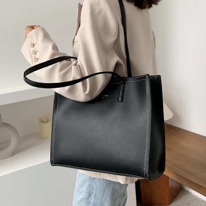 Solid Shoulder Bag Women Hand Bag Ladies PU Leather Tote