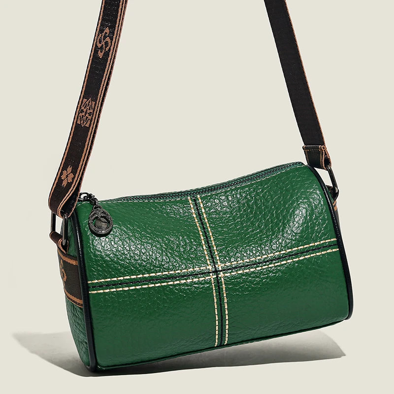 Soft Leather Women's Handbag Wide Strap Shoulder Bag Crossbody Tote