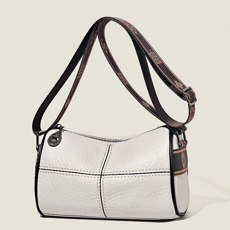 Soft Leather Women's Handbag Wide Strap Shoulder Bag Crossbody Tote