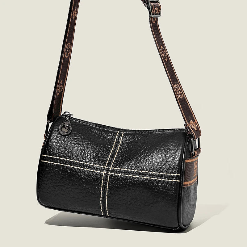 Soft Leather Women's Handbag Wide Strap Shoulder Bag Crossbody Tote