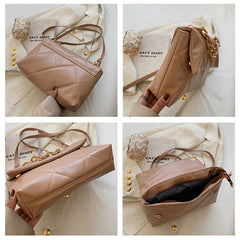 Spring Chain Women Shoulder Bag Plaid Pu Leather Crossbody Bags