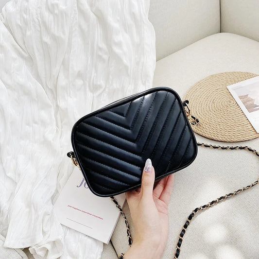 Solid PU Leather Crossbody Bag Chain Square Satchels Female Bag Shoulder Bag