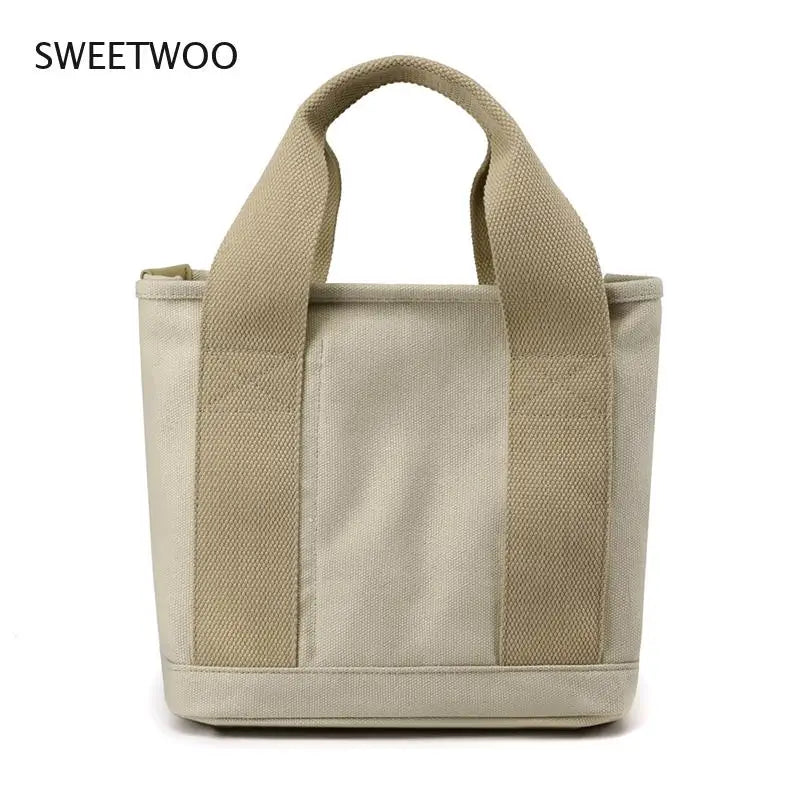 Spring Small Canvas Women Shoulder Bag Travel Outside Shopping Bag