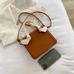 Mini Square Handbag Women Solid Texture Messenger Bags