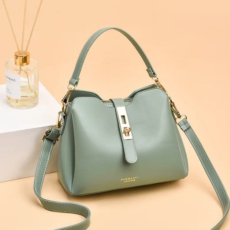 Women's Soft Leather Hand-held Shoulder Bag