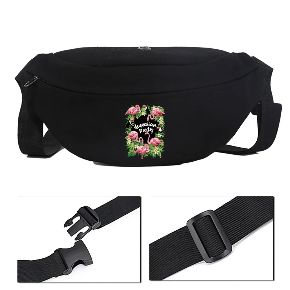 Flamingo Canvas Chest Bag Women's Shoulder Waist Messenger Bag