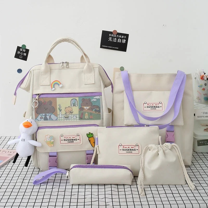 Canvas Women Backpacks School Bags for Teenage Girls Bookbags