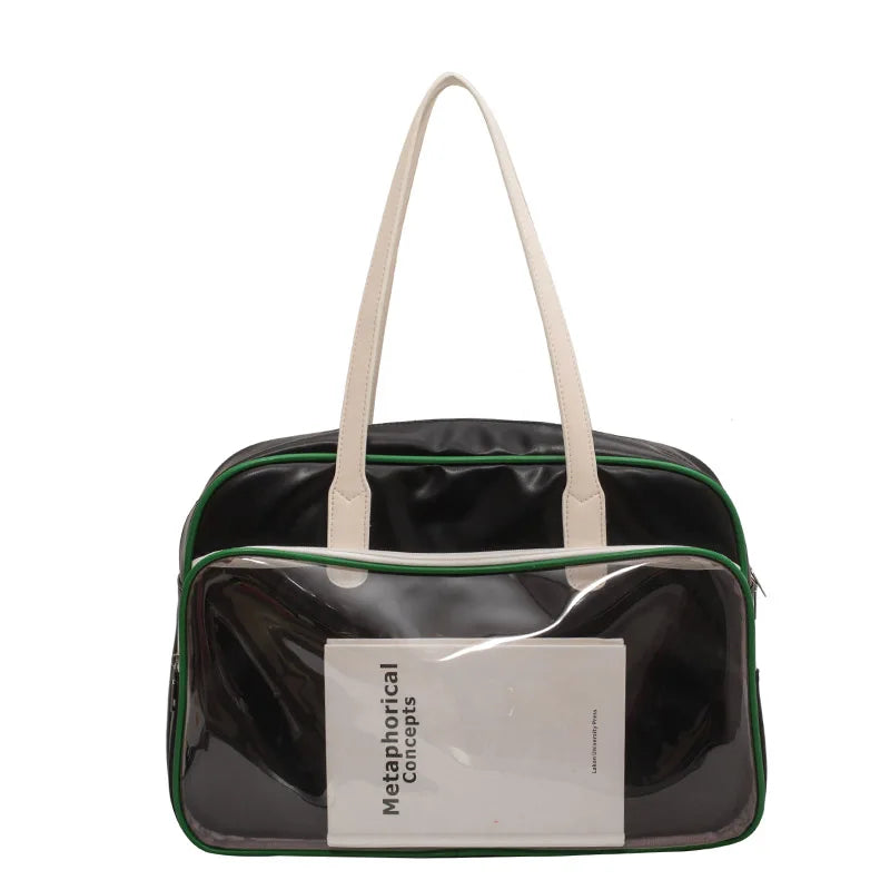Transparent Leather Travel Bag Large Capacity Waterproof Shoulder Bag