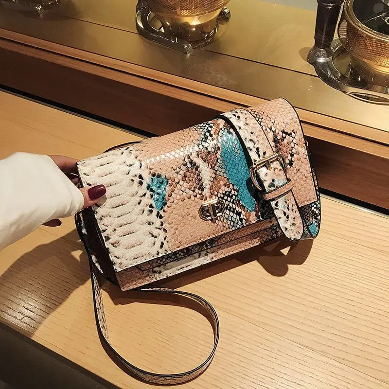 Snake Pattern Small Shoulder Bag Evening Clutch Purse