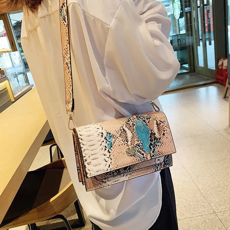 Snake Pattern Small Shoulder Bag Evening Clutch Purse