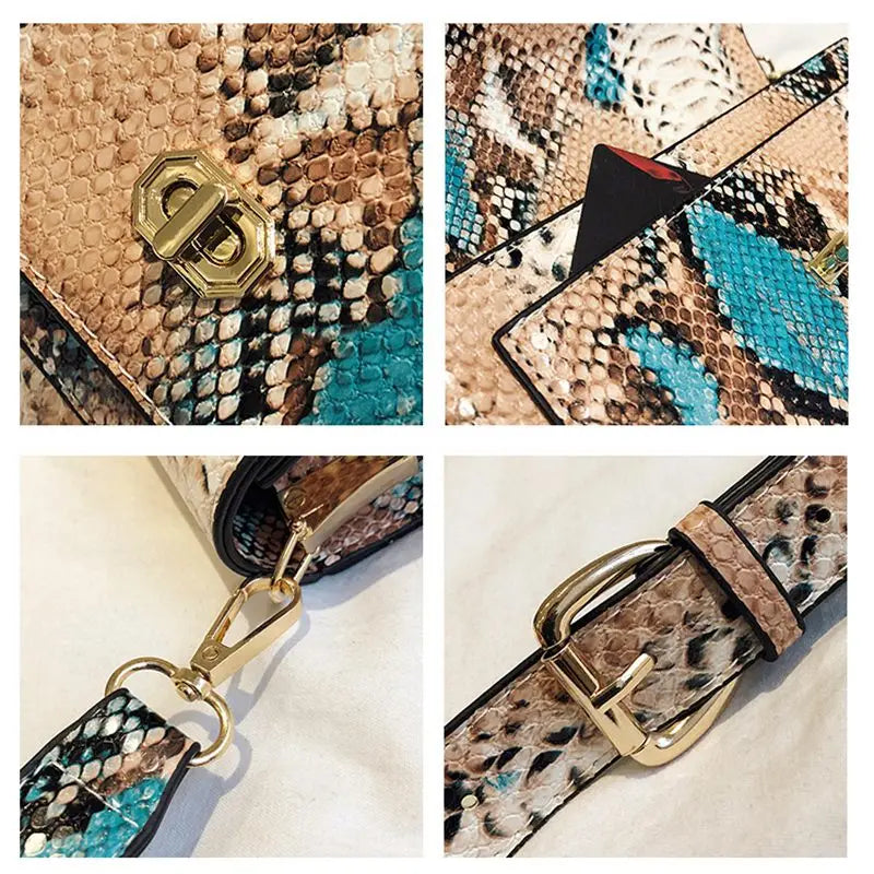 Snake Pattern Small Shoulder Bag Evening Clutch Purse