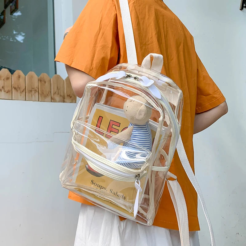 Summer Women Backpack Jelly Transparent Student Bags High Clear