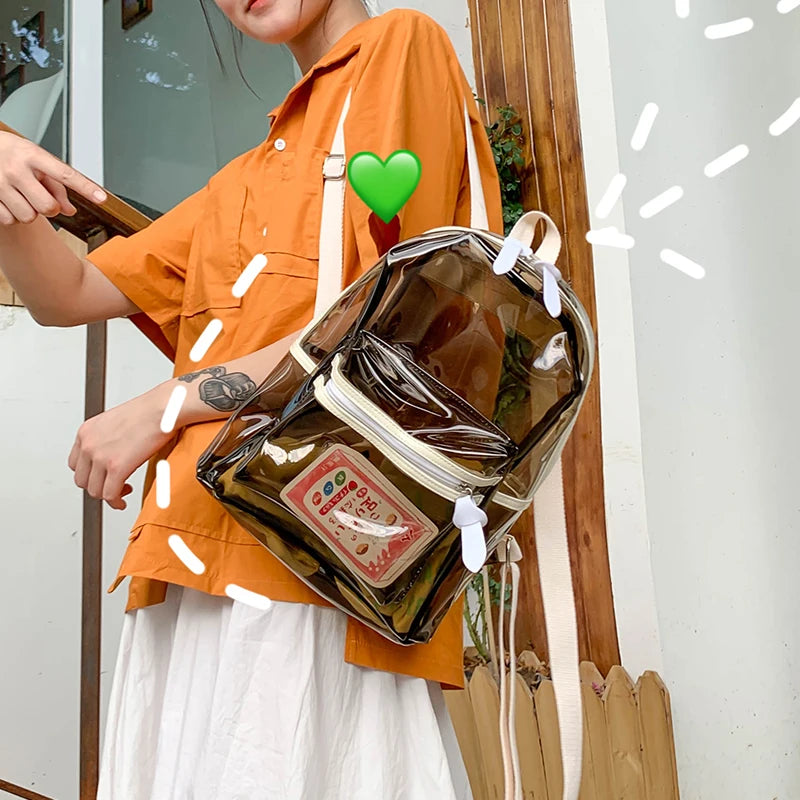 Summer Women Backpack Jelly Transparent Student Bags High Clear