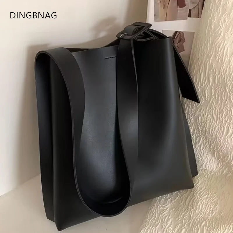 Summer Women's Shoulder Bag Large Capacity Soft PU Leather Rectangular Tote Bag