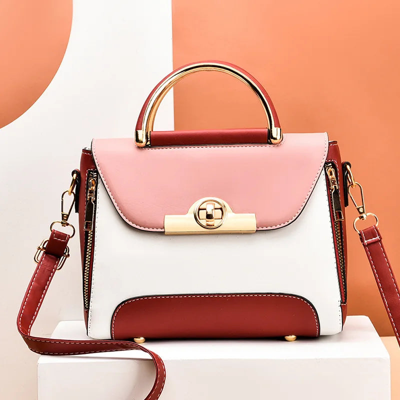 Summer Women's Handbag Contrast Small Square Bag Pu One Shoulder Diagonal Bag Wo