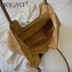 Summer Woven Large Capacity Women's Handbags Portable Beach Bag