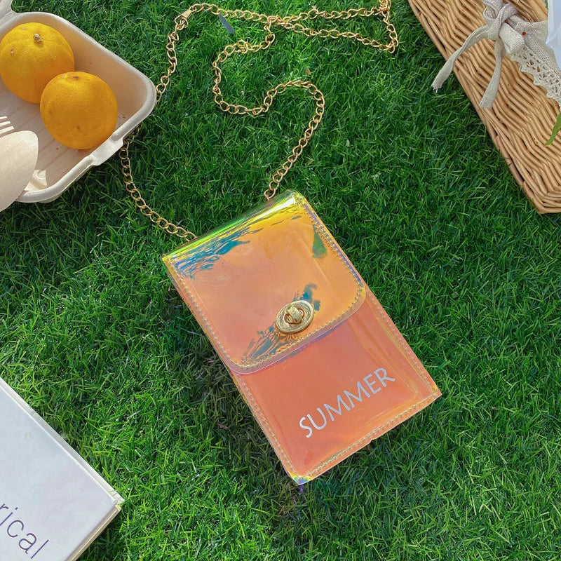 Summer Shining Shoulder Bags Transparent Laser Mini Chain Handbag