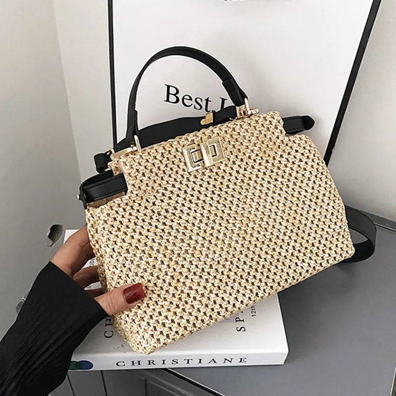 Summer Straw Bags for Women Woven Beach Handbags Casual Travel Bohemia