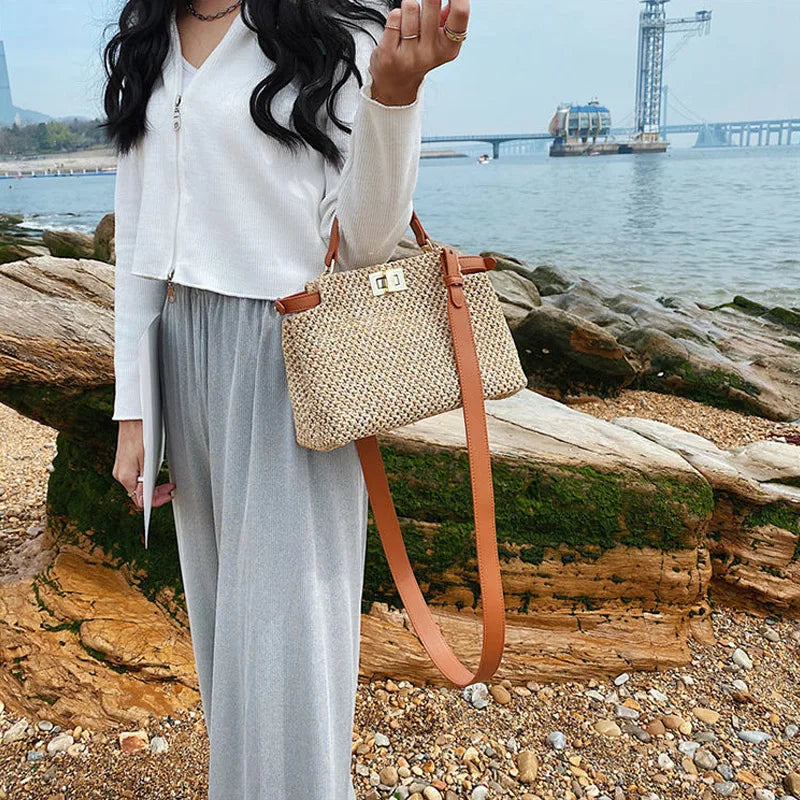 Summer Straw Bags for Women Woven Beach Handbags Casual Travel Bohemia