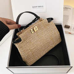 Summer Straw Bags for Women Woven Beach Handbags Casual Travel Bohemia