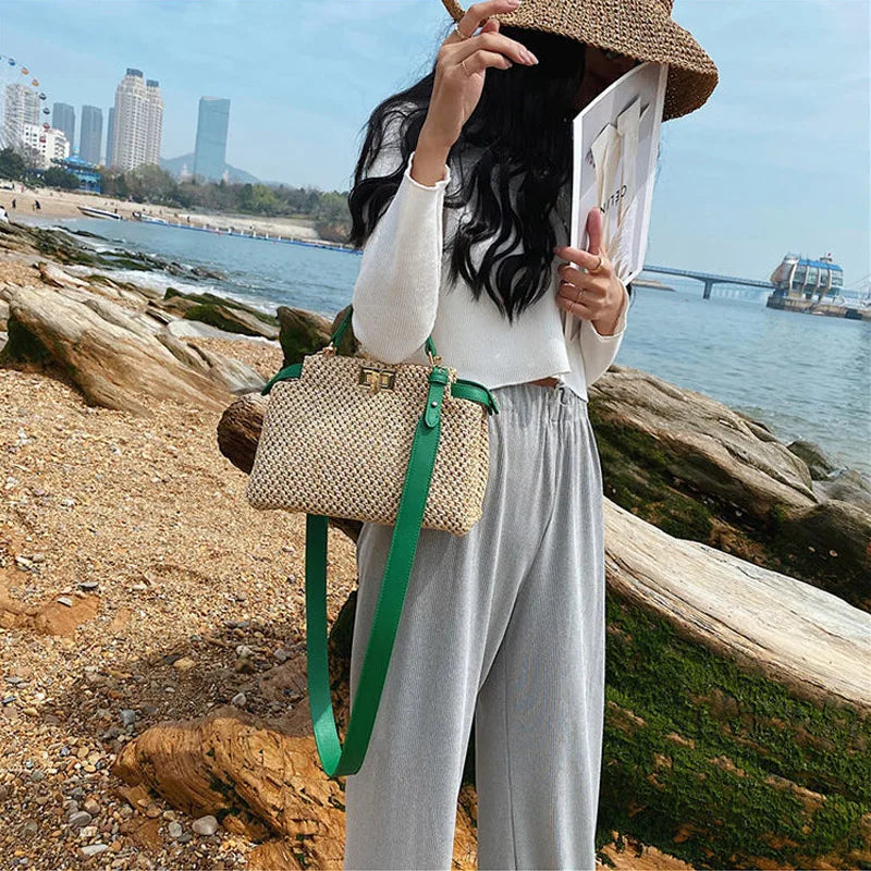 Summer Straw Bags for Women Woven Beach Handbags Casual Travel Bohemia