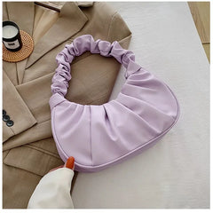Summer Pleated Handlebags For Women PU Cloud Bags Leisure Armpit Bag Shopping Sh