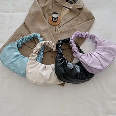 Summer Pleated Handlebags For Women PU Cloud Bags Leisure Armpit Bag Shopping Sh