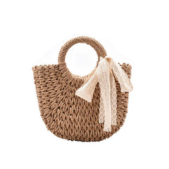 Summer Tassel Straw Shoulder Bag for Women Casual Hand-woven