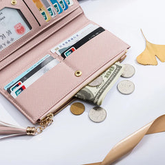 Leather Tassel Women Wallets Zipper Portefeuille Female Purse Clutch