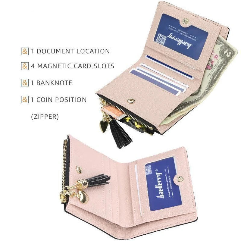 Small Leather Women Wallets Zipper Purses Clutch