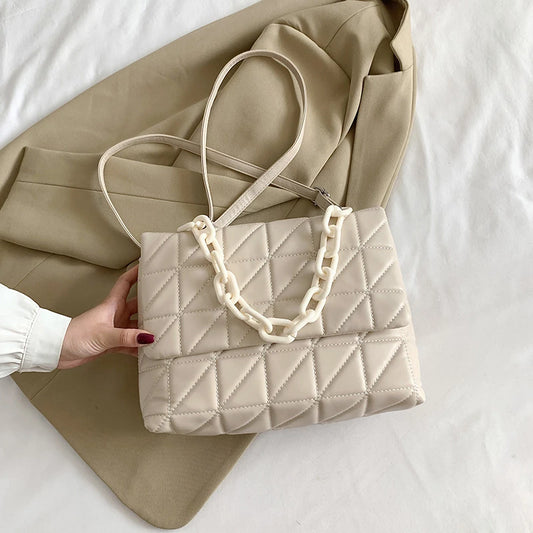 Thick Chain Shoulder Bag Women Travel Bags Leather Pu Quilted