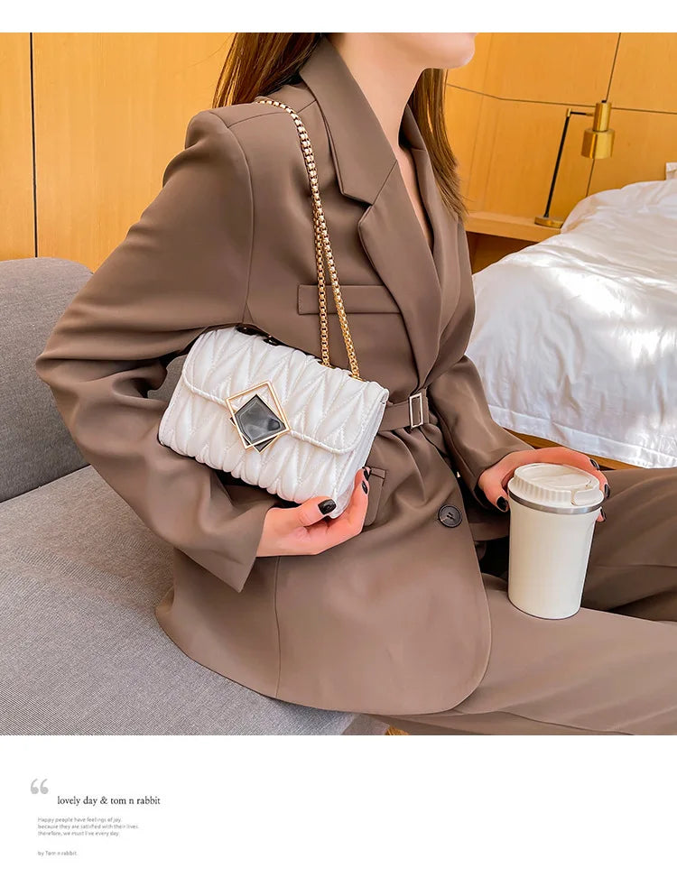 Small PU Leather Crossbody Bags For Women Chain Shoulder Envelope Clutch Purse