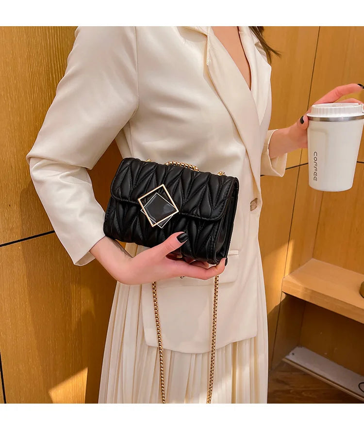 Small PU Leather Crossbody Bags For Women Chain Shoulder Envelope Clutch Purse