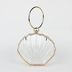 Acrylic Paillette Shell Evening Bag Metal Ring Totes Wedding Party Shoulder Bag