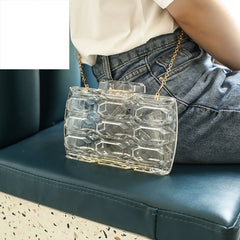 Transparent Acrylic Clutch Purse with Metal Chain for Party