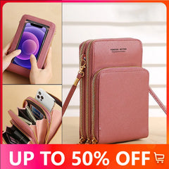 Women's Multifunction Touch Screen Phone Bag Soft Leather Messenger Handbag