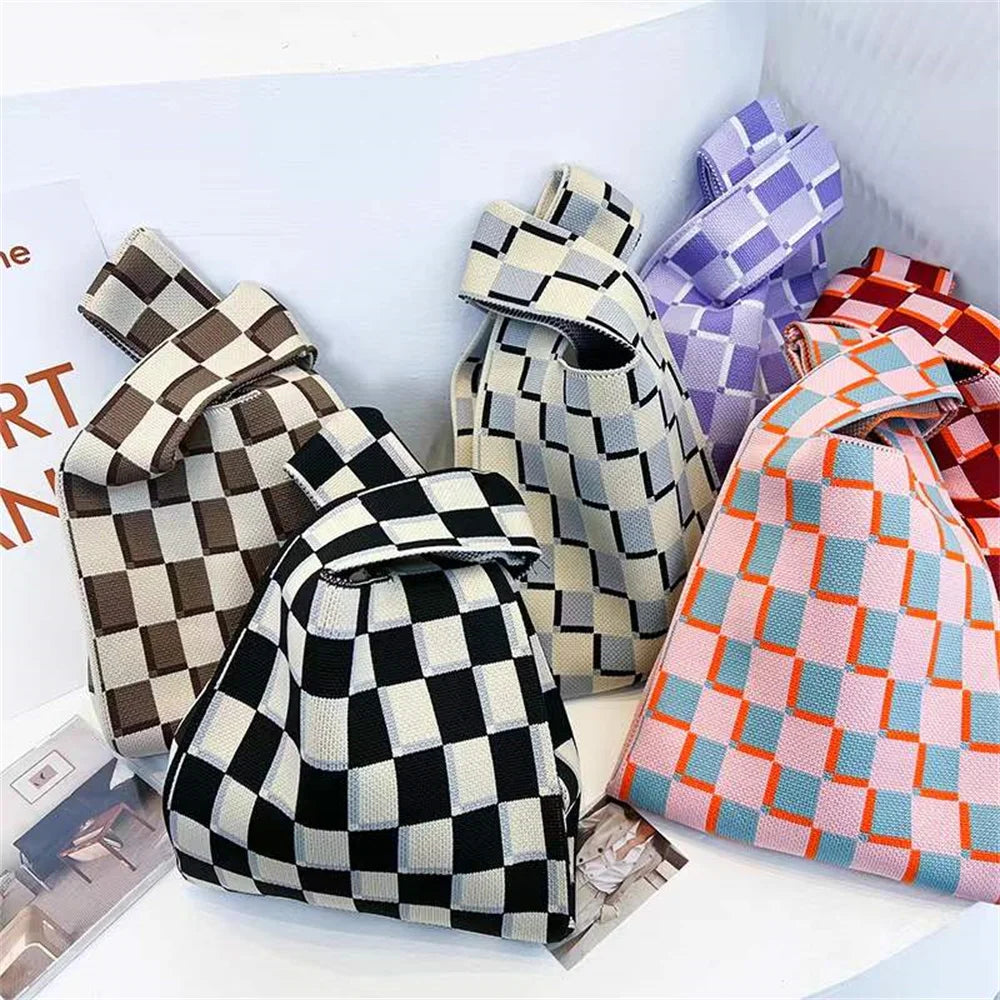 Checkerboard Women's Bag Plaid Houndstooth Handbag Casual Tote Bag