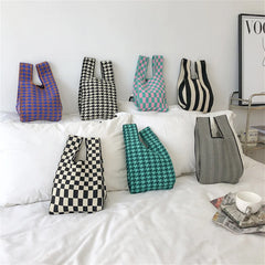 Checkerboard Women's Bag Plaid Houndstooth Handbag Casual Tote Bag