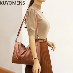 Large Capacity Leather Tote Shoulder Bag Casual Handbag Purse