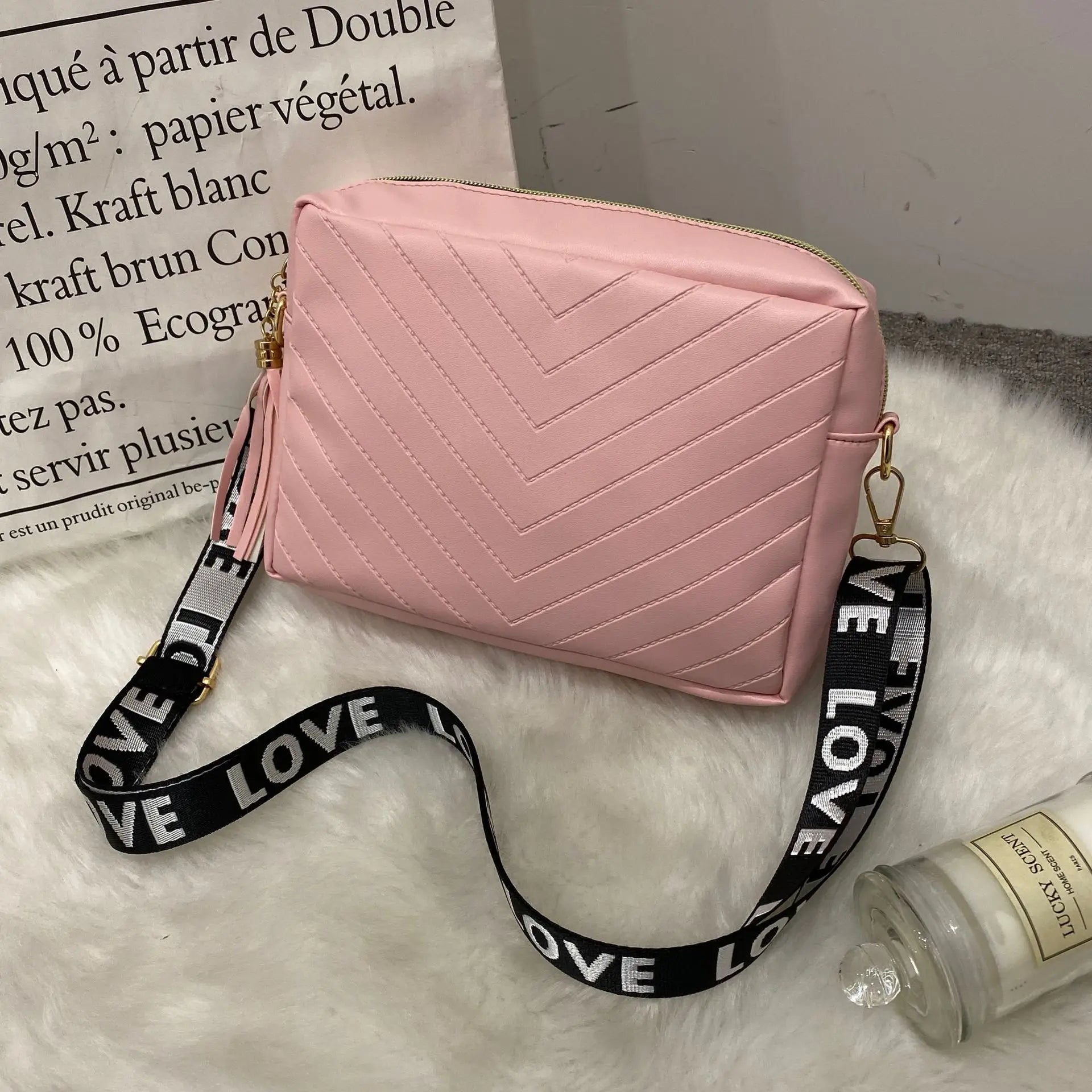 Embroidered Tassel Messenger Bag for Women Leisure Crossbody Shoulder Bag