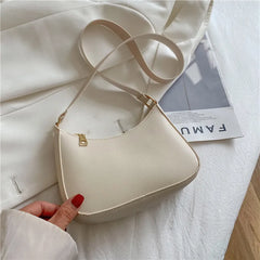 Solid PU Leather Shoulder Underarm Bag Casual Women Handbags
