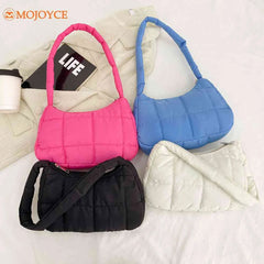 Cotton Padded Handbag Wristlet Bag Solid Clutch Bag