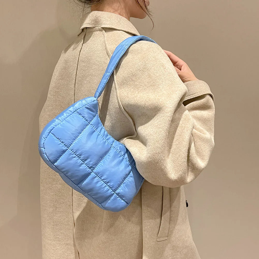 Cotton Padded Handbag Wristlet Bag Solid Clutch Bag
