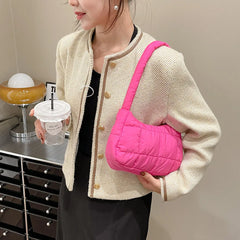 Cotton Padded Handbag Wristlet Bag Solid Clutch Bag