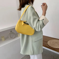 Small Retro Lady Handbag Soft PU Leather Underarm Bag