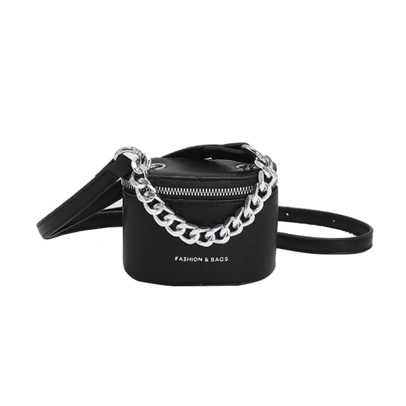 Mini PU Leather Chain Bucket Crossbody Sling Bag for Women