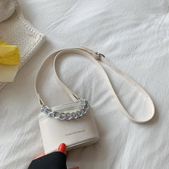 Mini PU Leather Chain Bucket Crossbody Sling Bag for Women