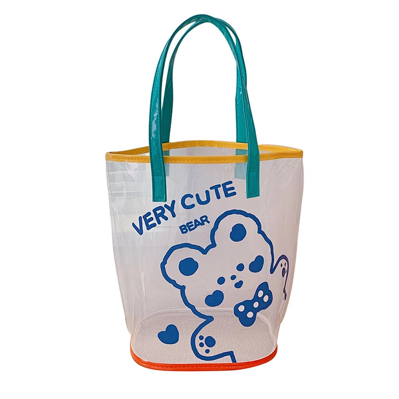 Shoulder Bag for Women Bear Bunny Transparent Waterproof Beach Bags