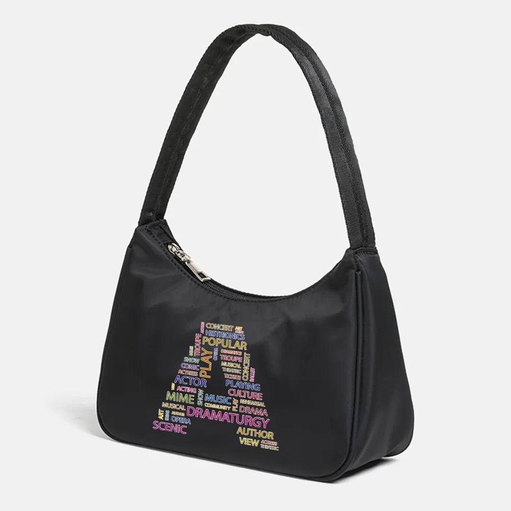 Women Shoulder Bags Retro Street Handbag Text Print Pattern